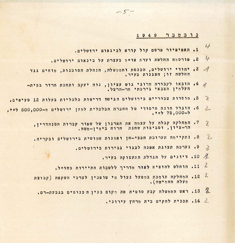 יומן ירושלים: נובמבר 1949 (S21\324\2)