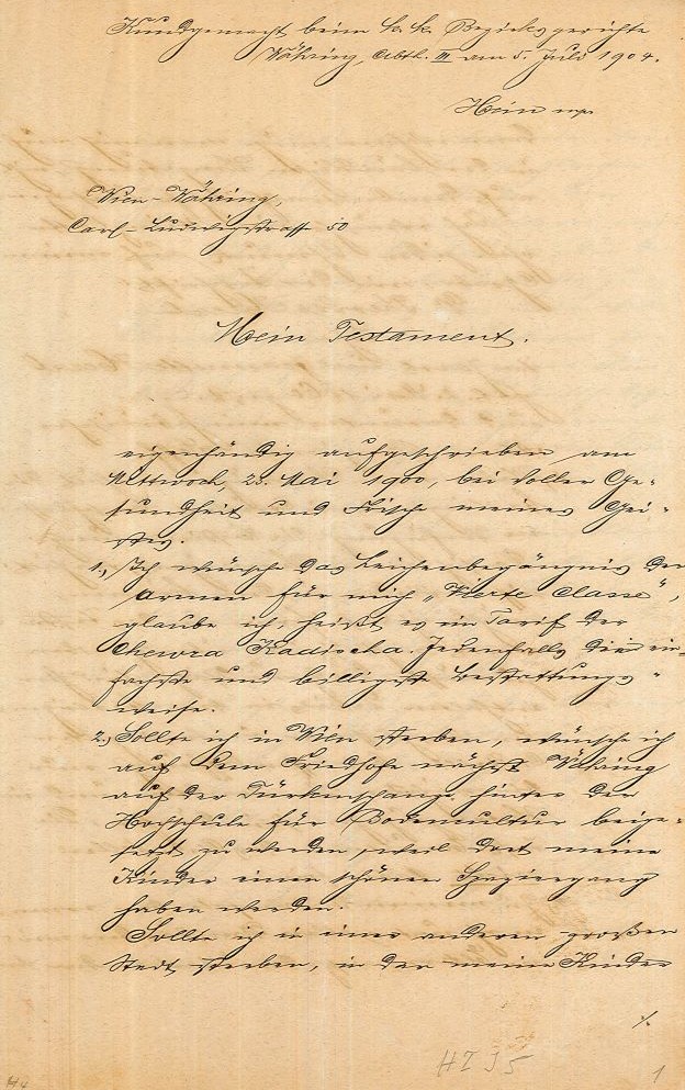 צוואתו של הרצל, 23 במאי 1900