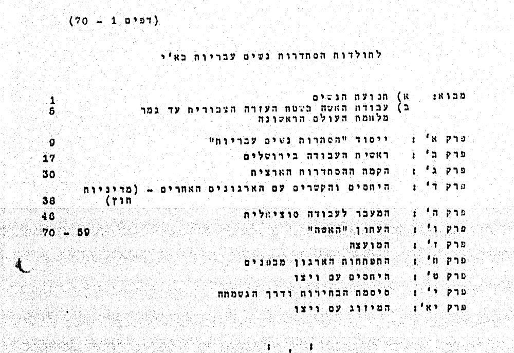 מתוך כתב היד של הספר לתולדות הסתדרות נשים עבריות שנשמר בארכיון ויצו