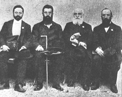 Max Bodenheimer, Theodor Herzl, Max Nordau and David Wolffsohn (A15\1304)