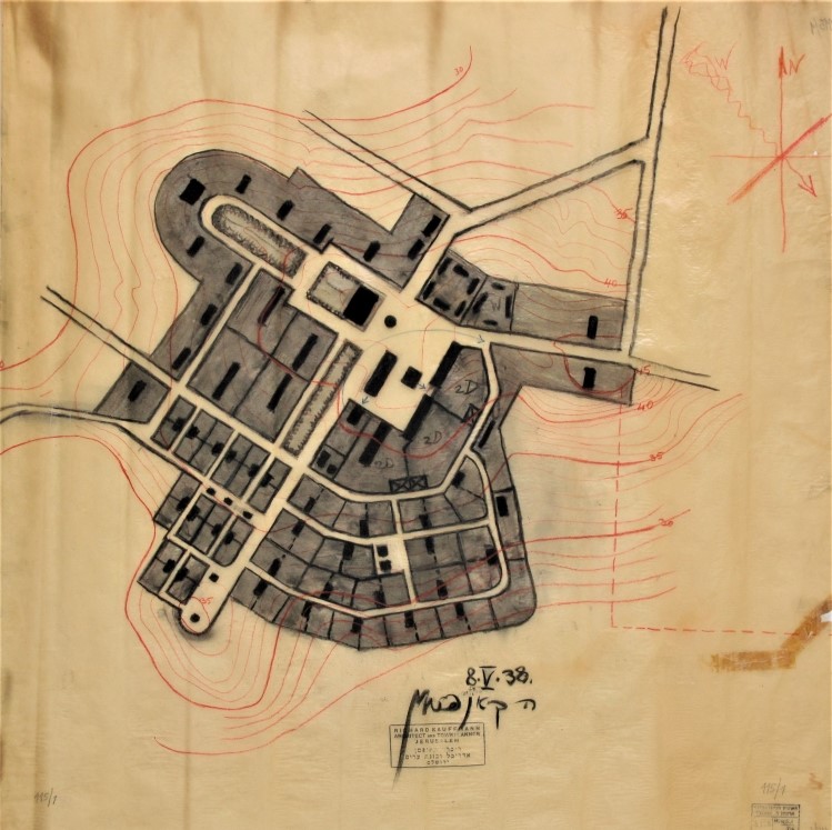 מפה של קיבוץ תל יצחק עם חתימתו של ריכרד קאופמן (A175M\1151)