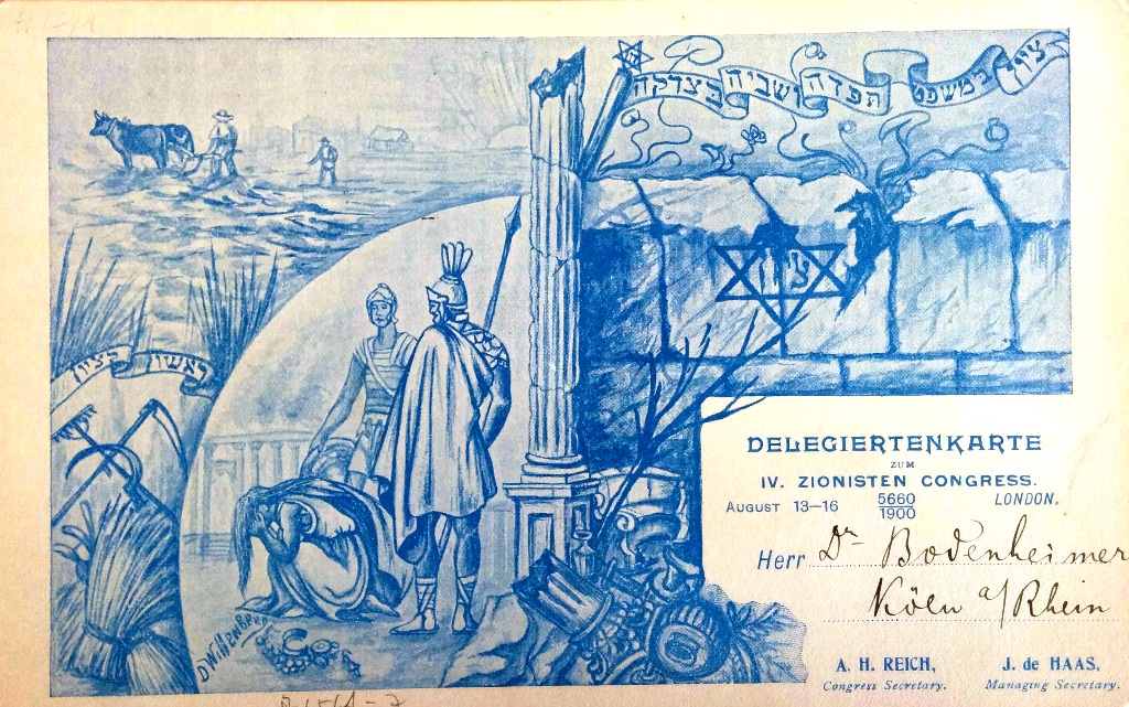 Max Bodenheimer’s delegate card for the Forth Zionist Congress, London, 1900